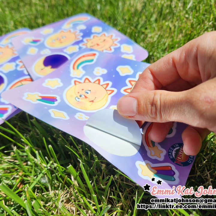 Celestial Sticker Sheet for wholesale by Emmi Kat Johnson