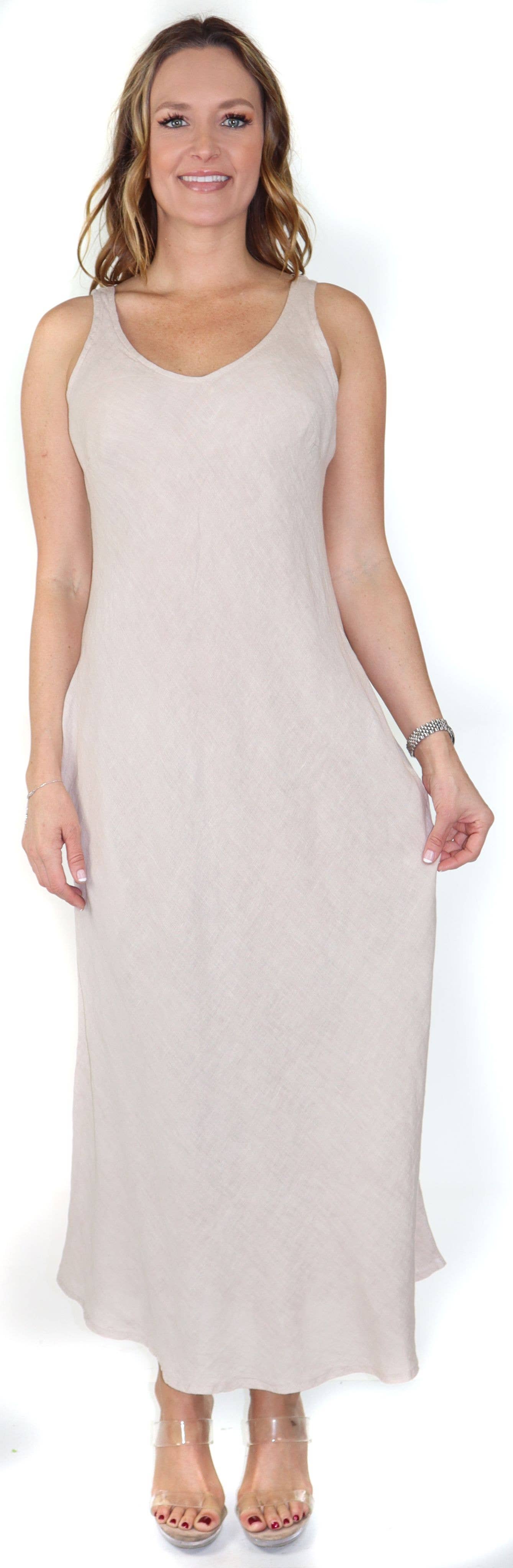 LINEN AND GAUZE - Wholesale Dress - Women's - Biased Cut For excellent fit Pure linen summer maxi dress7