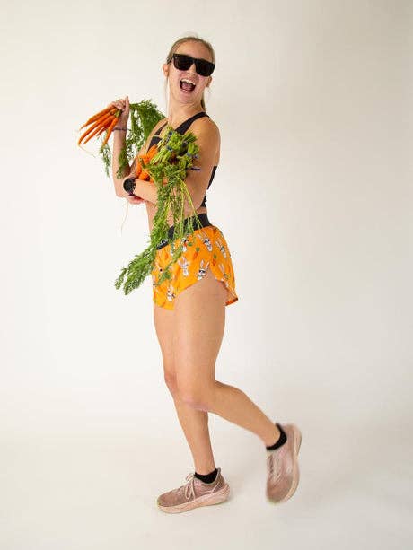 Orange Women's Bad Bunny 1.5" Split Shorts (Orange) for wholesale on Faire9