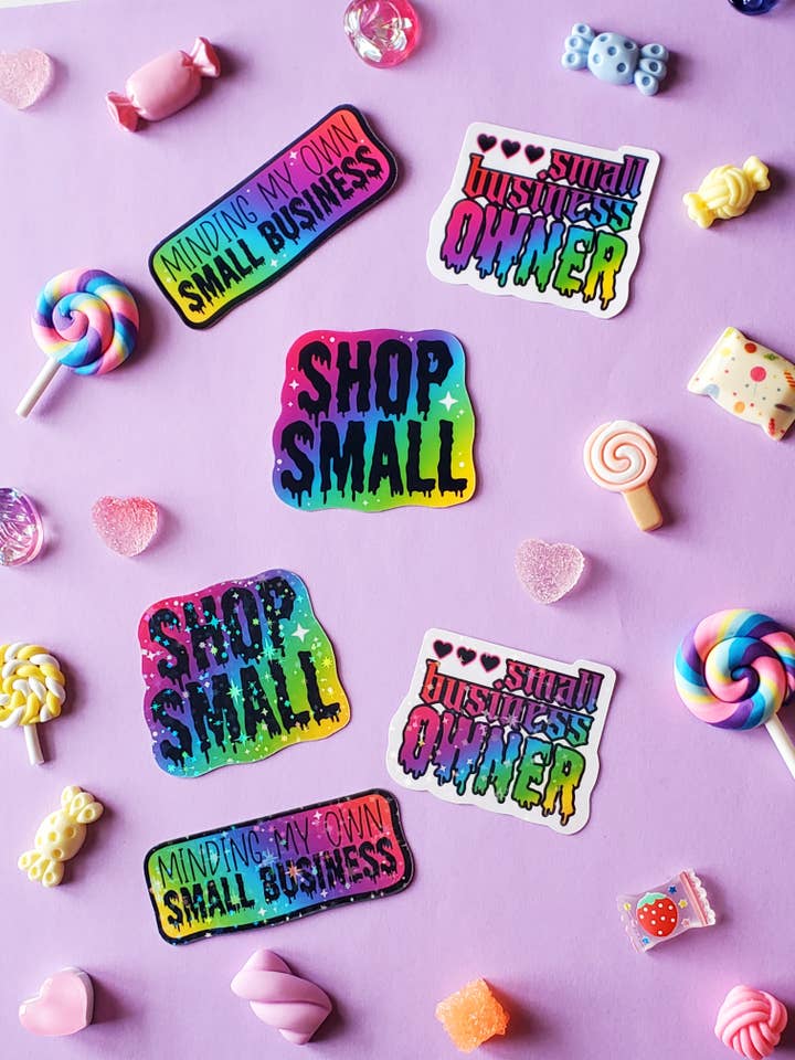 Vinyl Sticker | Small Business Neon Rainbow Small Biz Set for wholesale by StrangelyArranged