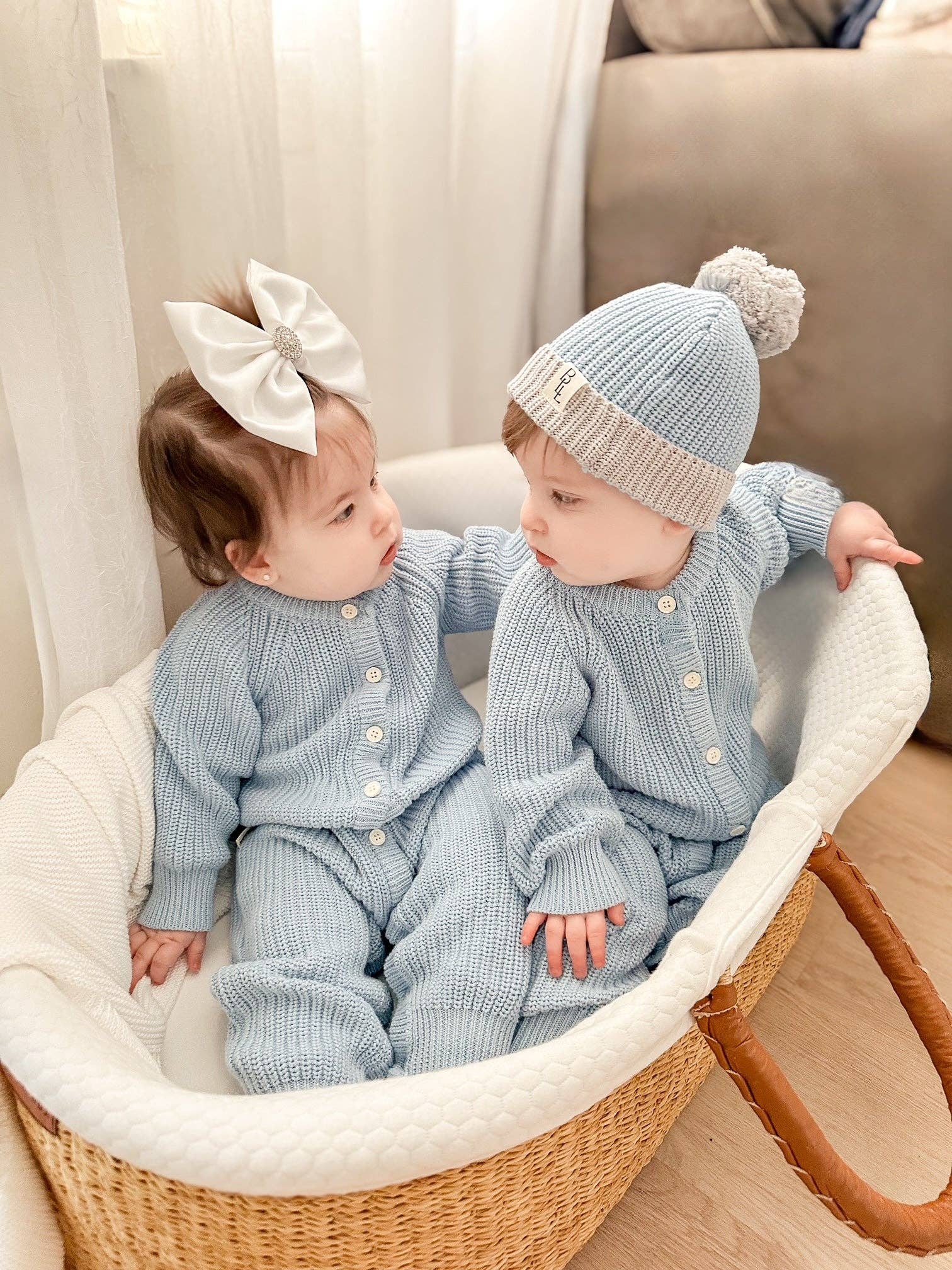 Brave Little Lamb the Label - Wholesale Jumpsuit - Baby - Keepsake Knit Romper | Coastal Blue2