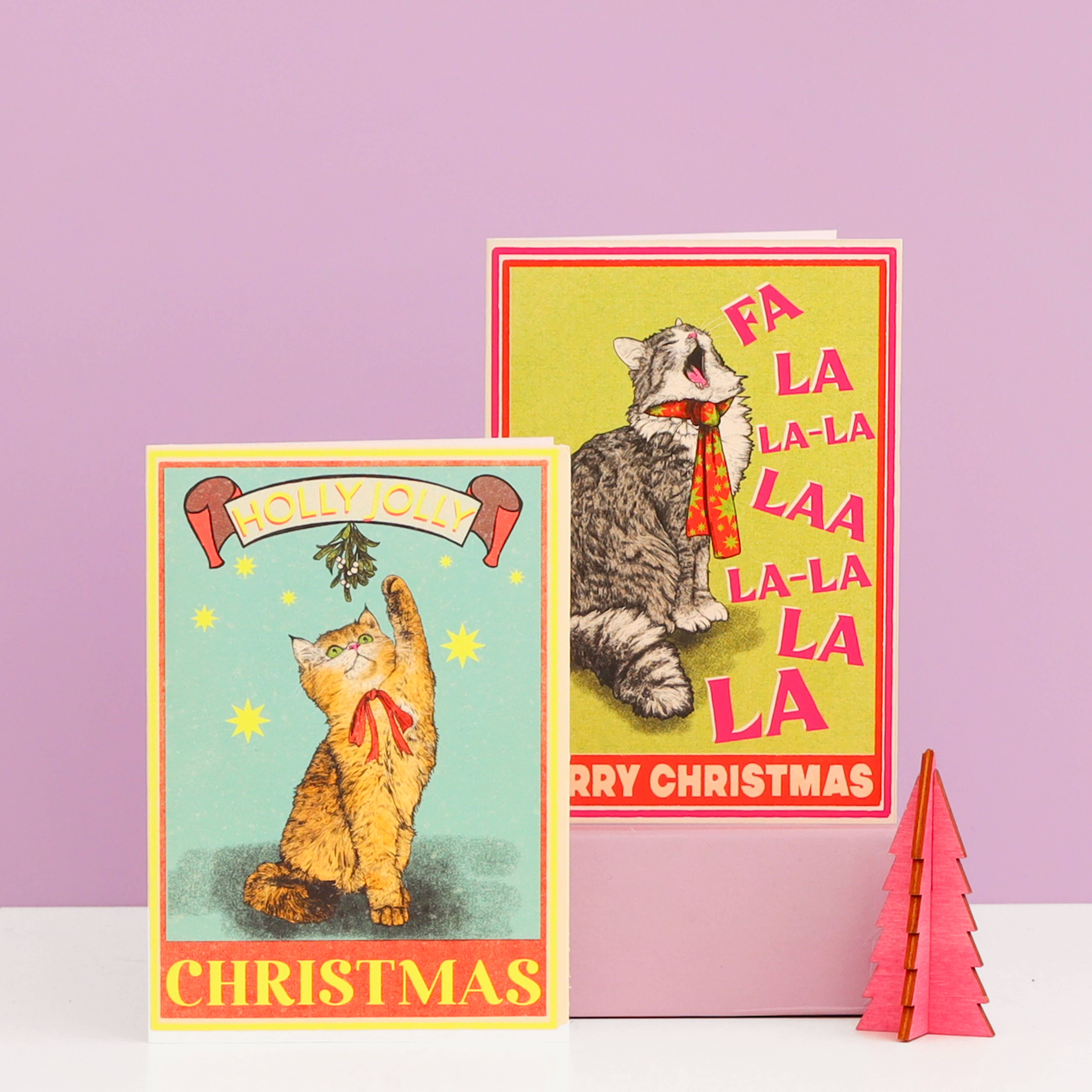 Fawn & Thistle Ltd (US Duties Paid) - Wholesale Christmas Card - Singing Cat Merry Christmas Card | Cute Cat Xmas Card | Cat4