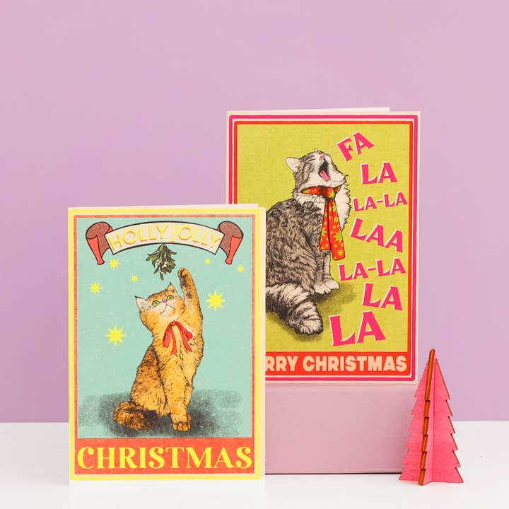 Fawn & Thistle Ltd (US Duties Paid) - Wholesale Christmas Card - Singing Cat Merry Christmas Card | Cute Cat Xmas Card | Cat4