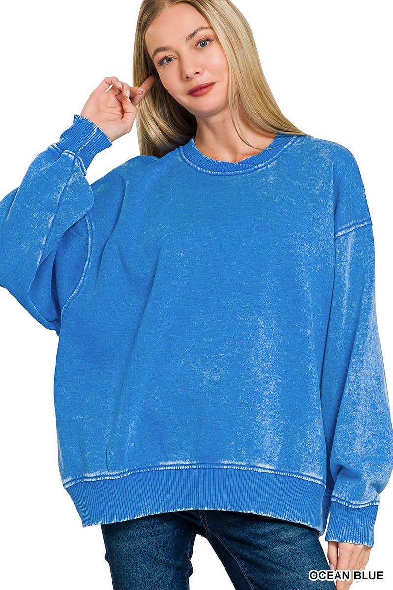 42POPS - Wholesale Sweatshirt - Women's - Acid Wash Fleece Oversized Pullover87