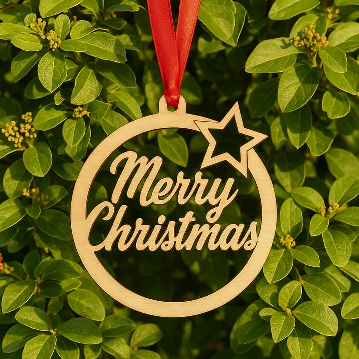 Merry Christmas Wooden Ball for the Tree for wholesale by Fustik