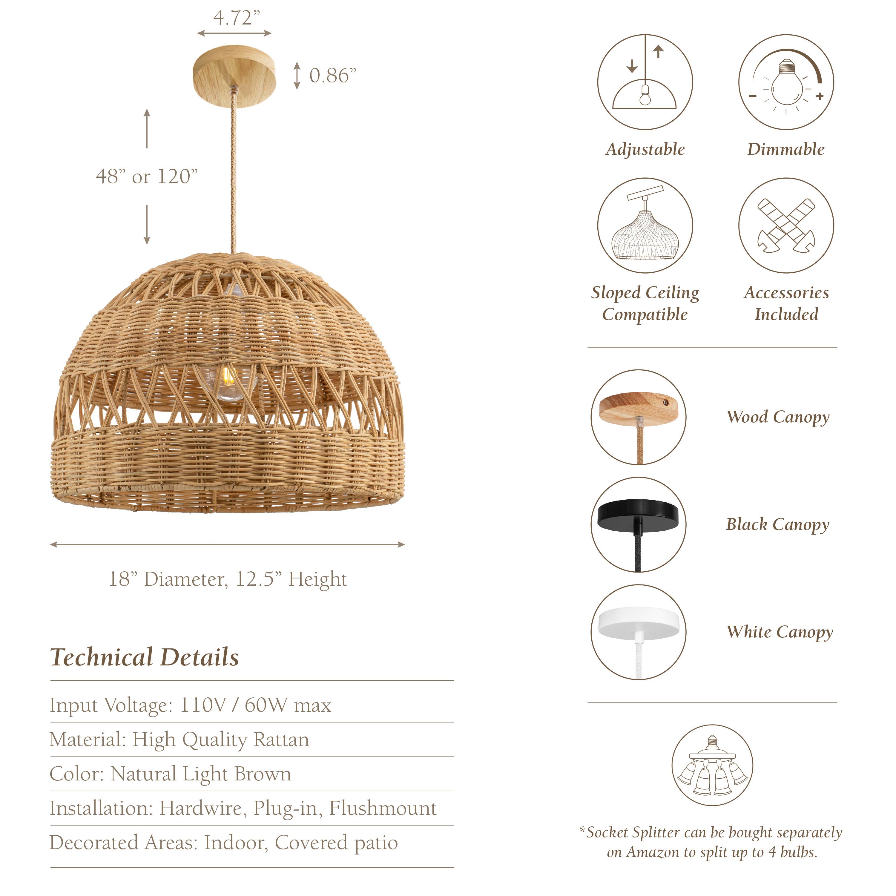 Rowabi - Wholesale Chandelier/Hanging Light - Radiant Rattan Pendant Light3