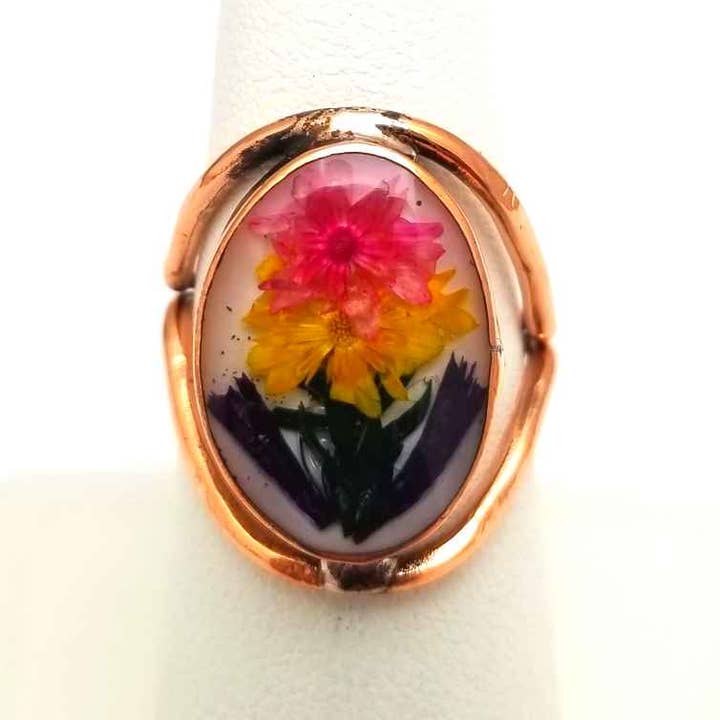 Costello International - Wholesale Cocktail/Statement Ring - Wildflower Terrarium Pure Copper Rings