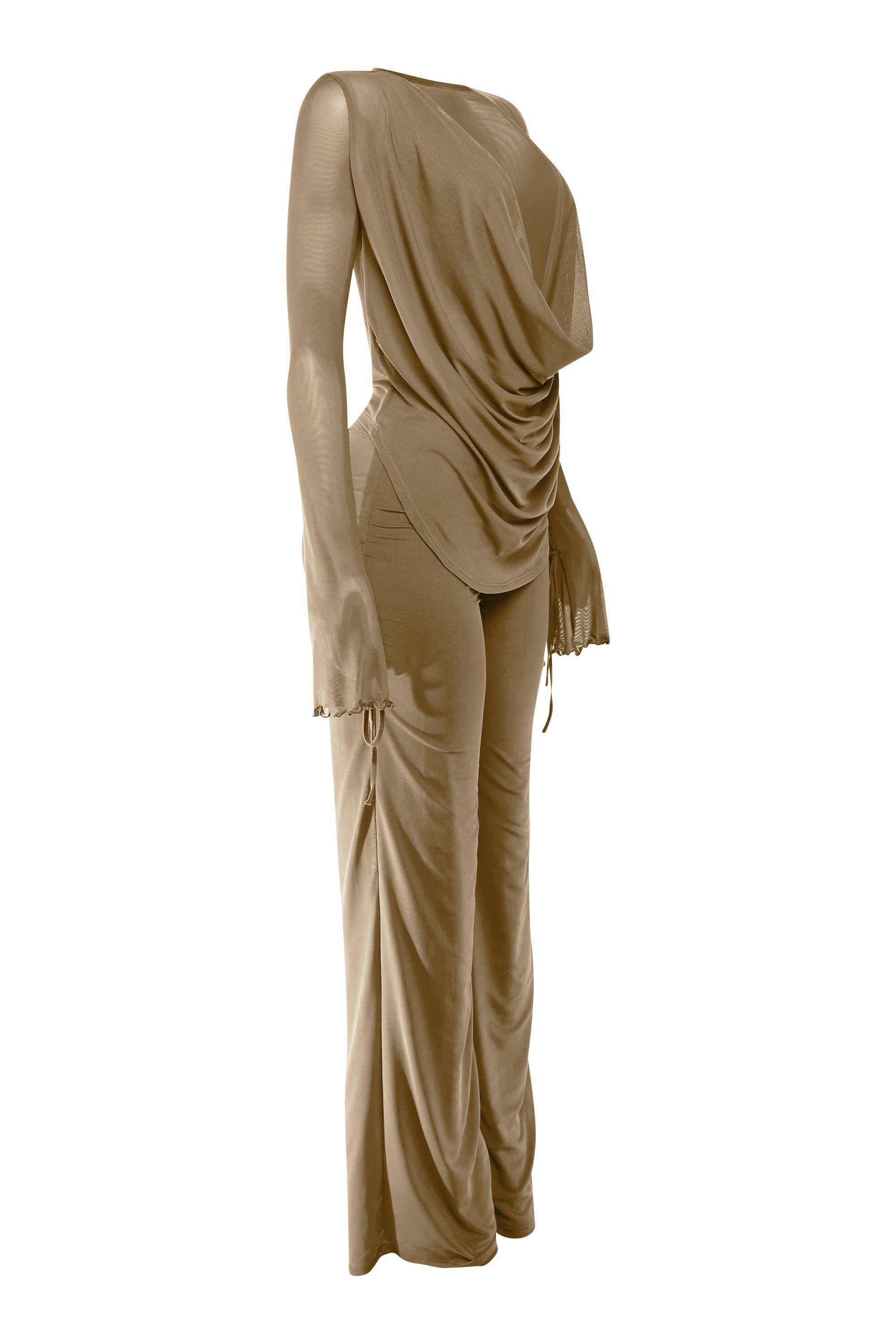 K Too - Wholesale Set met top en broek (GEEN Loungewear) - Dames - Top met coltrui en lange mouwen & set met wijde broekspijpen1