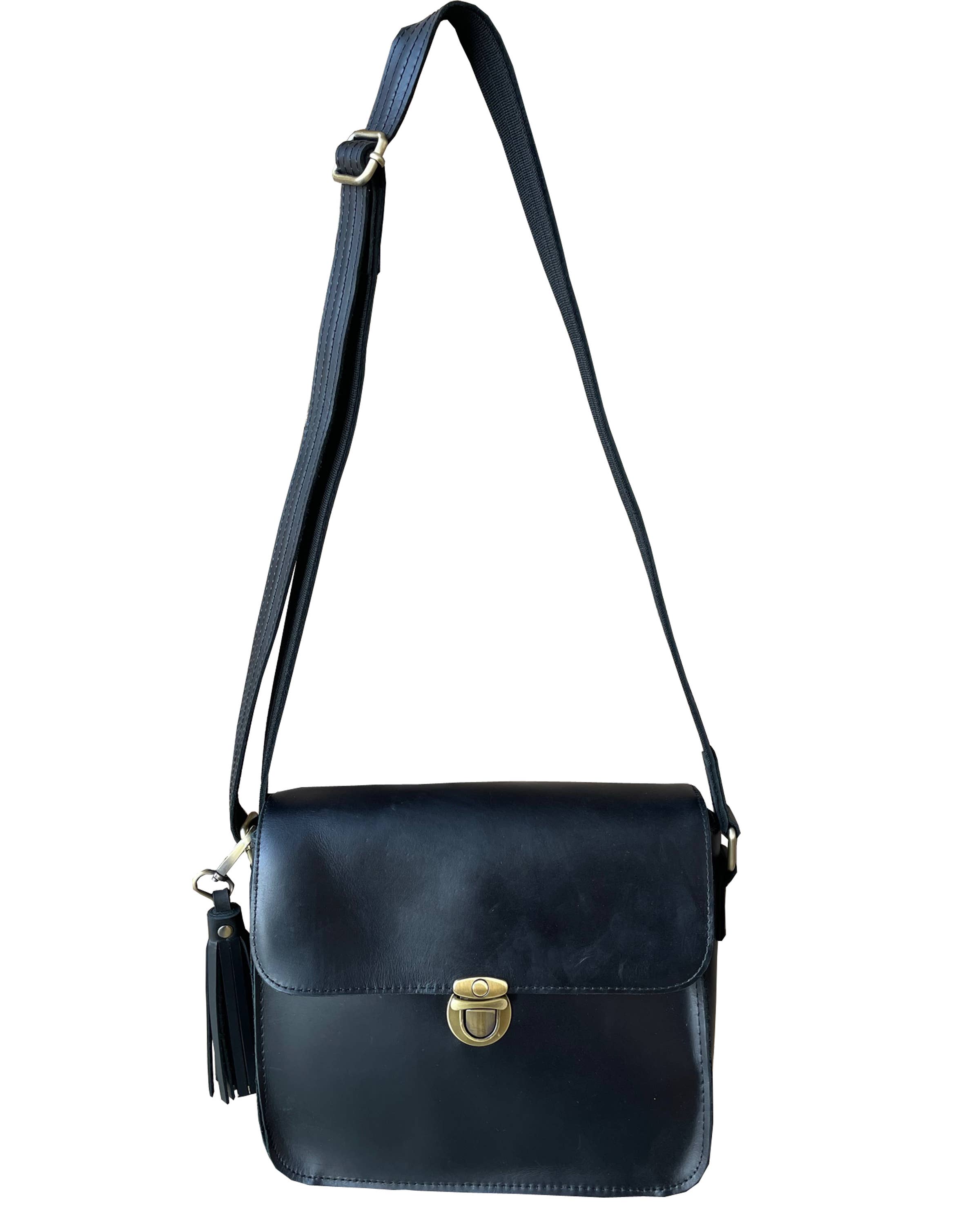 Roma Leathers, Inc. - Wholesale Crossbody Bag - Women's - Vintage leather crossbody shoulder bag with wire strap2