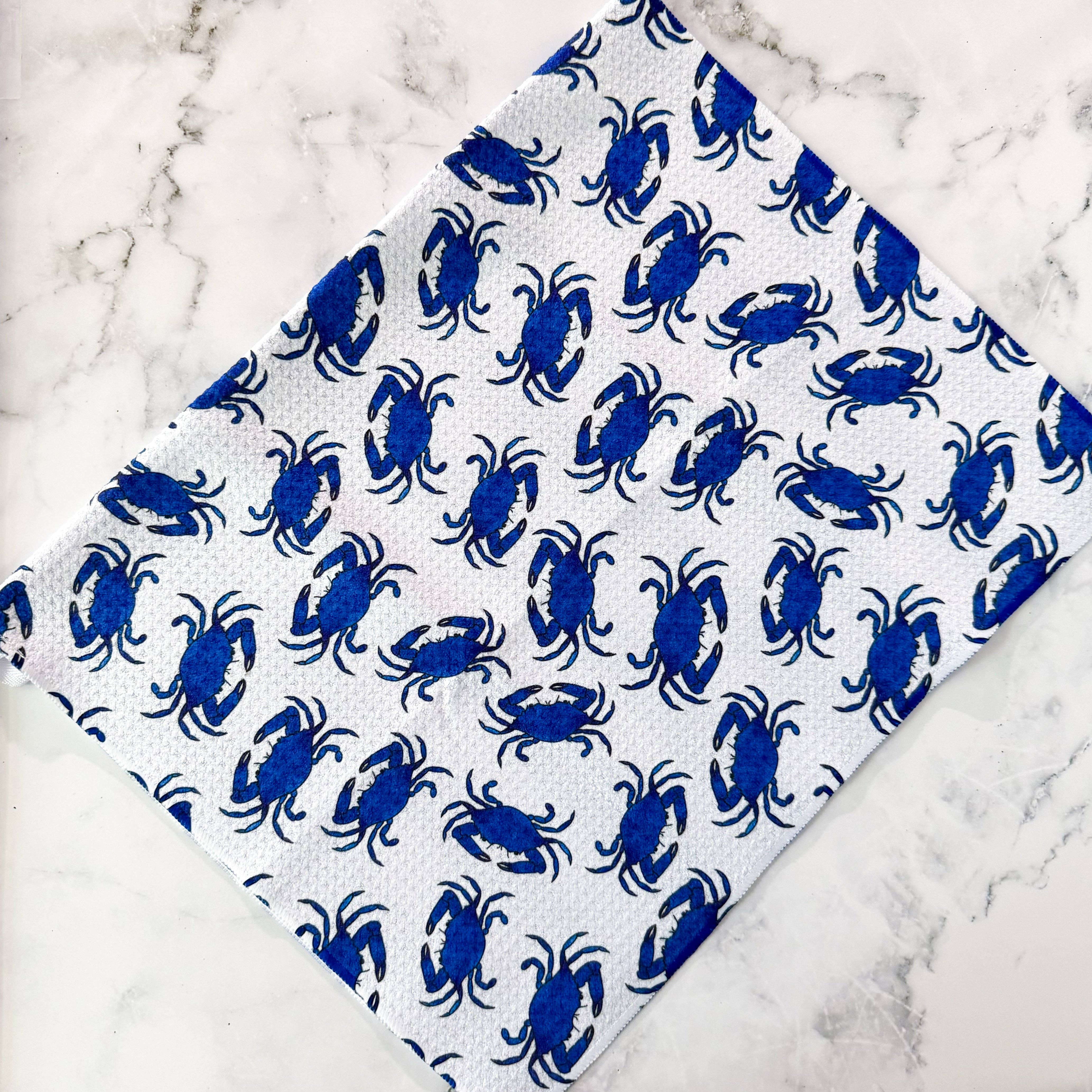 Jami Creates - Wholesale Tea Towel - Maryland Blue Crab Double Sided Patterned Waffle Kitchen Dish Towel1