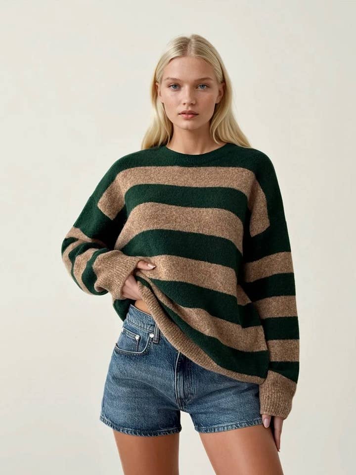 Anaz - Wholesale Knit Sweater - Women's - Bold Striped Sweaters1