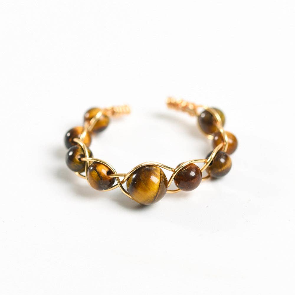 Mio Queena - Wholesale Cocktail/Statement Ring - Copper Wire Hand-woven Natural Stone Adjustable Ring5