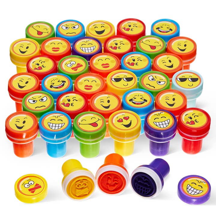 The Twiddlers - Wholesale Rubber/Decorative Stamp - Kids & Baby - 36 Self-Inking Emoji Stamps