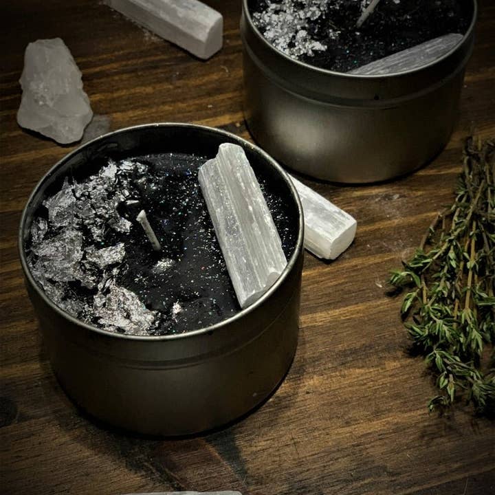 The Dark Moon Apothecary - Wholesale Travel Candles - Moon Goddess soy crystal candle w/ selenite.1