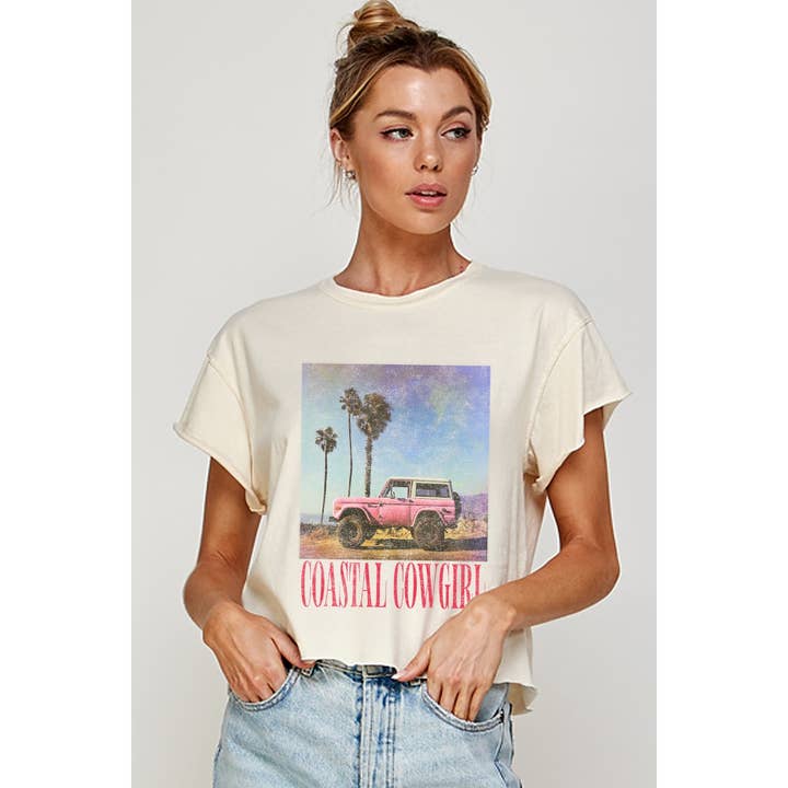 COSTAL COWGIRL VINTAGE GRAPHIC CROP TOP for wholesale by Illustrated Society