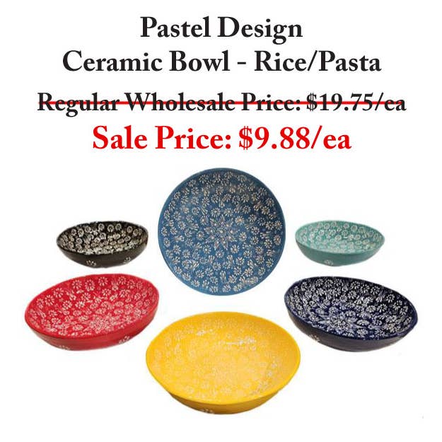 Rice/Pasta Ceramic Bowl Pastel pattern for wholesale by Access by Mediterranean Concepts