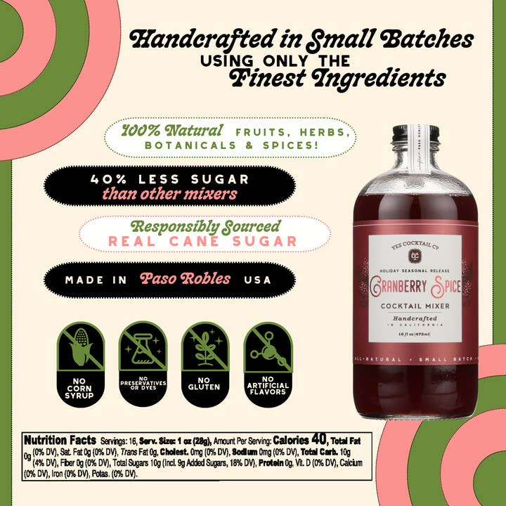 Yes Cocktail Co - Wholesale Cocktail Mix/Syrup - Holiday Seasonal : Cranberry Spice Cocktail Mixer3
