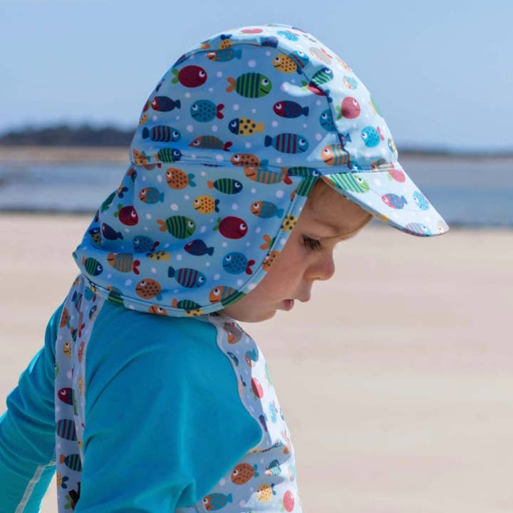 Sun Swim Flap Cap | Fish Frenzy and other Purchase Wholesale swimming cap. Free Returns & Net 60 Terms on Faire trending on Faire.