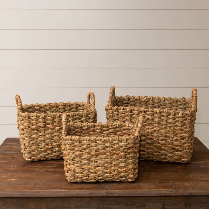 Audrey's Home & Gift - Wholesale Basket - Handmade Woven Straw Storage Baskets (Set Of 03)