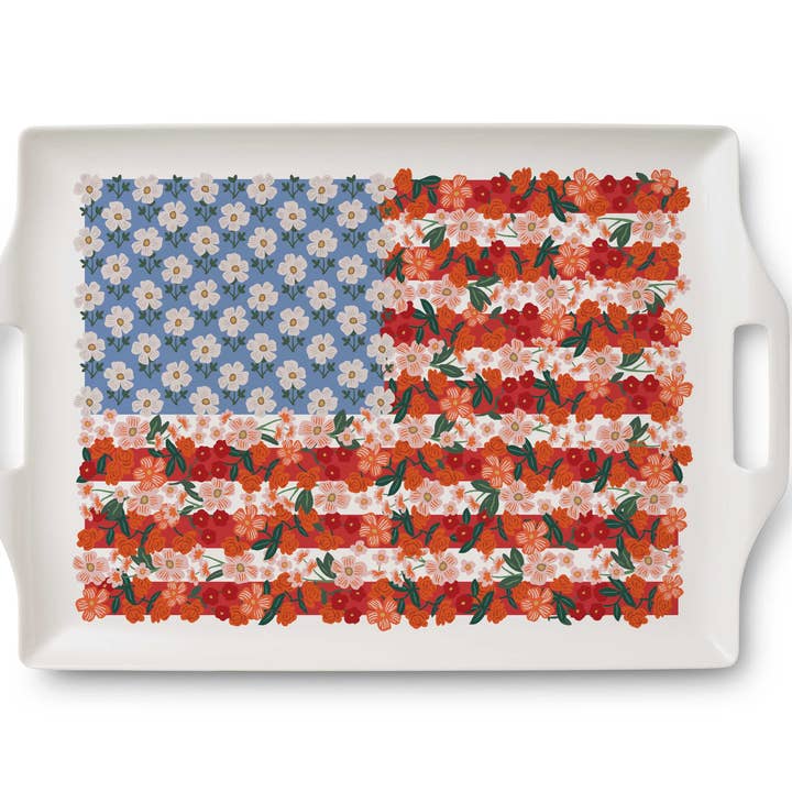 Americana Melamine Serving Platter with Handles for wholesale by Rifle Paper Co.
