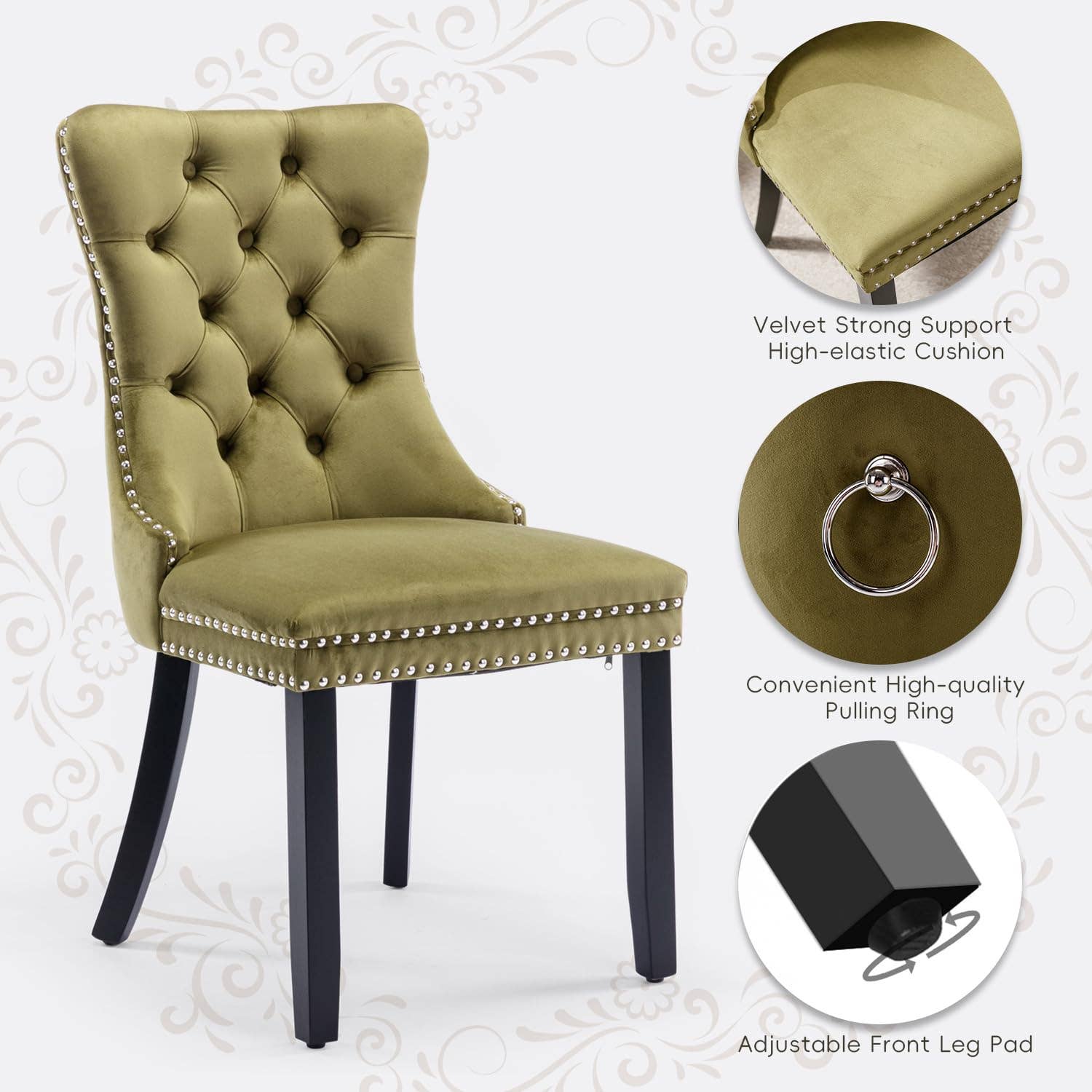 Modern Home Touch – wholesale Chair – Shena Set of 2 Velvet Kitchen Dining Chairs Knocker Back6