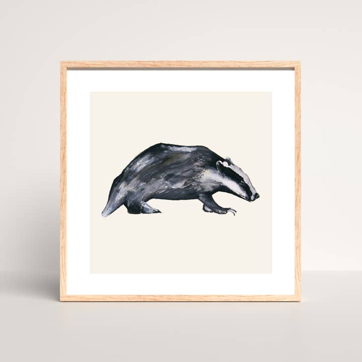 Badger fine art print for wholesale by Dollybirds Art
