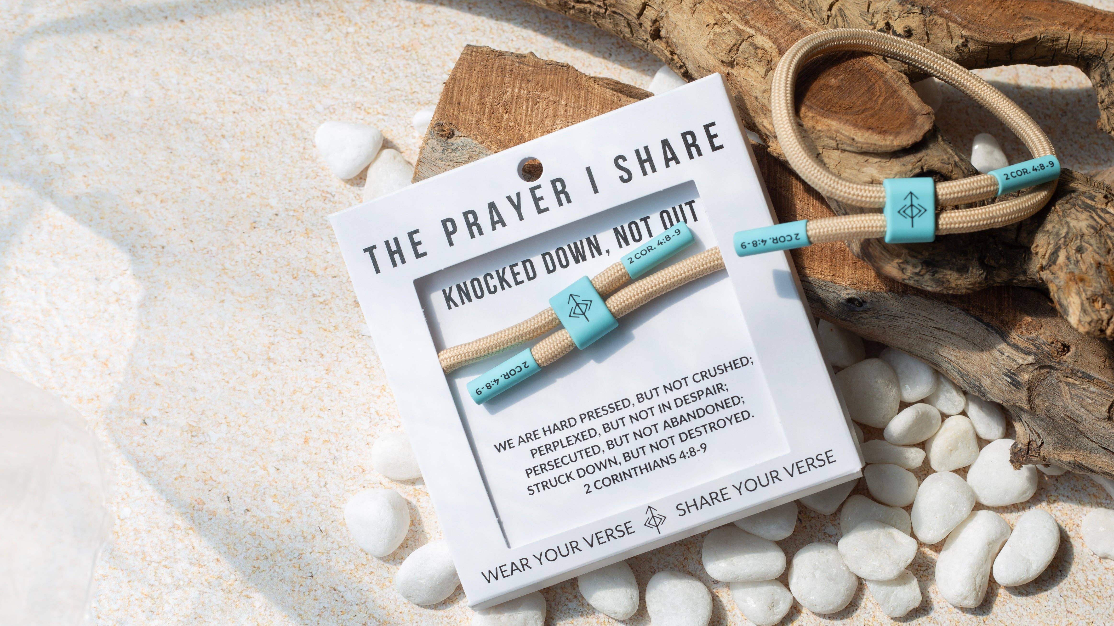 The Prayer I Share – Pulseira entrelaçada/entrançada por atacado – PULSEIRA CRISTÃ: DERRUBADO, MAS NÃO DERROTADO4