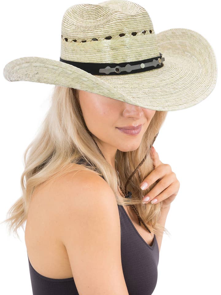 Ventileret Ranch Palm Strå Cowboyhat for engroshandel hos Cap Zone