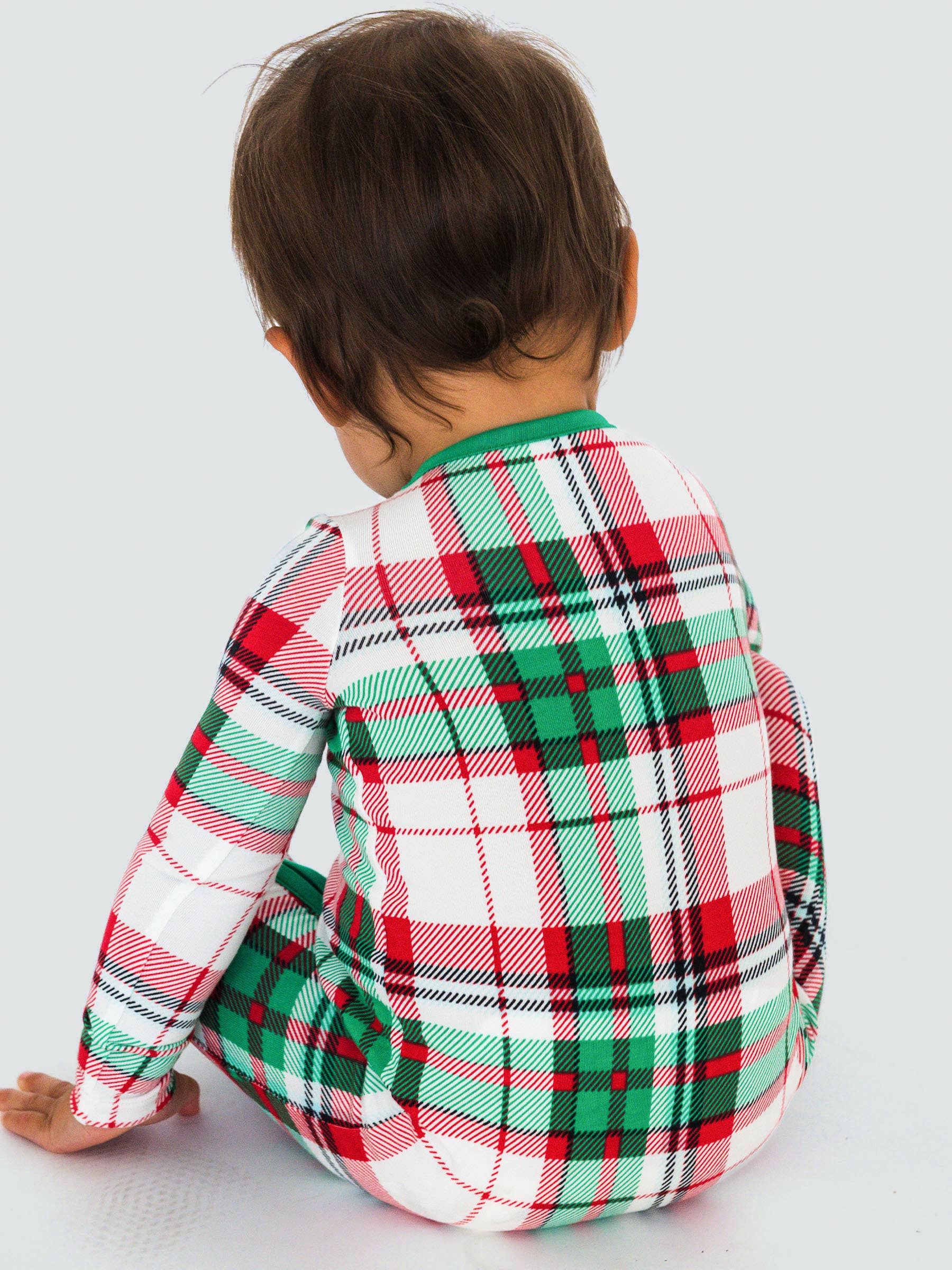 White SoftSnooze™ Baby Boys Cotton Modal Dashing Dreams Plaid Footed One Piece Pajama for wholesale on Faire3