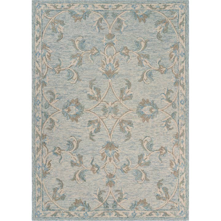 Mirroring Baby Blue Floral Bloom Area Rug for wholesale by LR Home