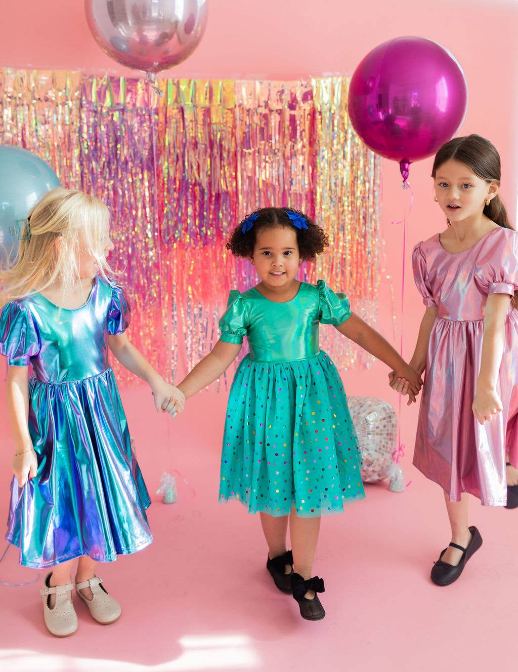 Ollie Jay – wholesale Klänning – Barn – Puffklänning i rosa lamé15