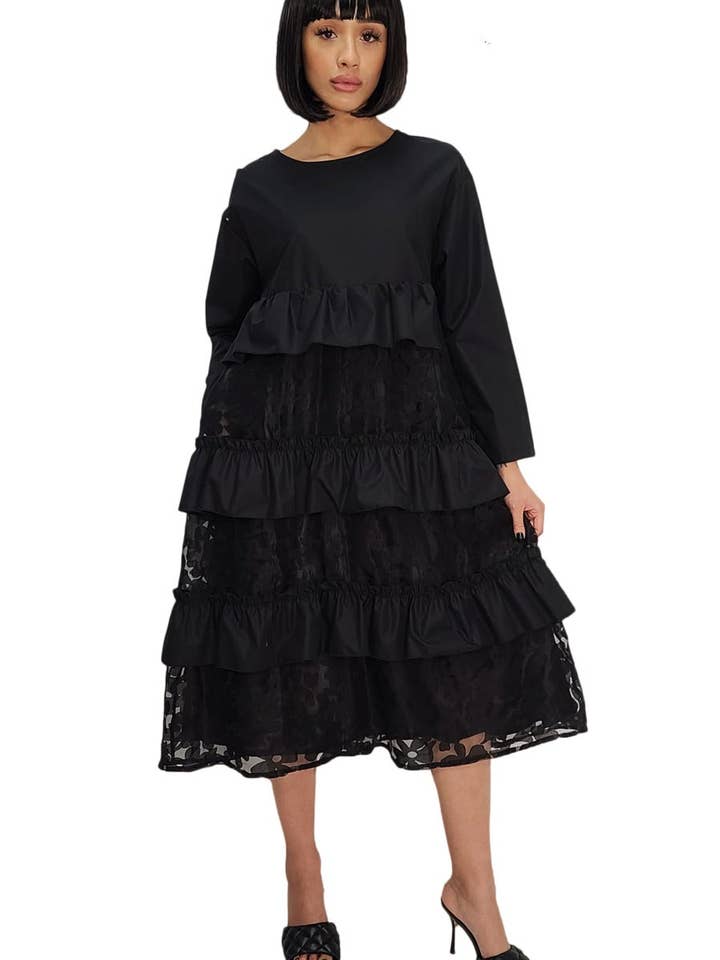 T1621 LONG SLEEVE MIDI DRESS for wholesale by N by Nancy