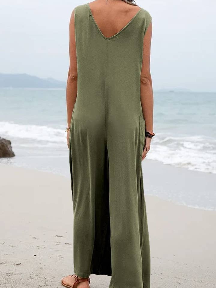NINEXIS - Wholesale Jumpsuit - Women's - CWSJS1433_SOLID COLOR LOOSE POCKET SLEEVELESS JUMPSUIT8