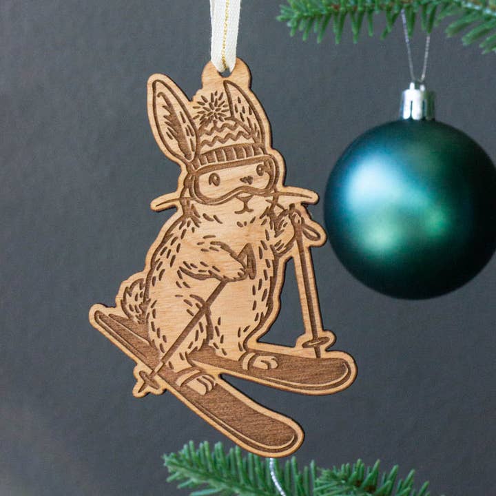 Hereafter - Wholesale Ornament - Ski Bunny Wood Ornament