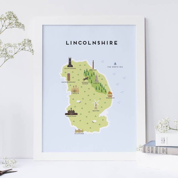 Carte et plan de Lincolnshire pour la vente par Pepper Pot Studios