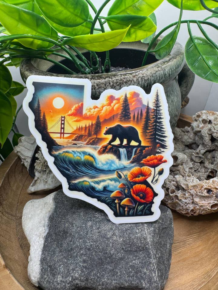 Californien-tema vandtæt vinylklistermærke for engroshandel hos California Dreaming Co