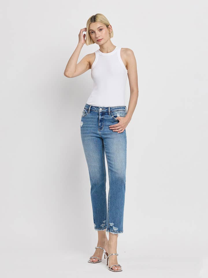 JEANS RECTOS DELGADOS DE TALLE ALTO LV1098 para venta al por mayor de Lovervet by VERVET