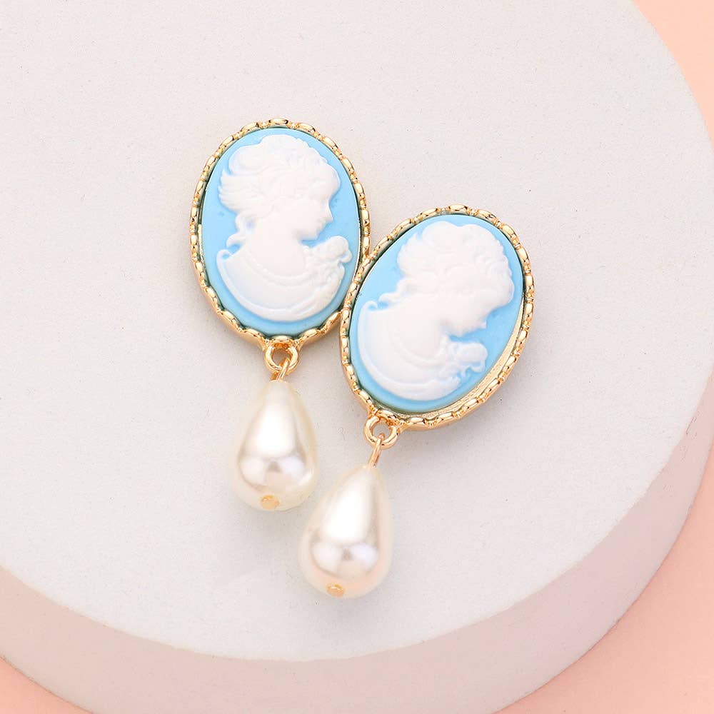 Sensibling Corp. - Wholesale Dangle Earrings - Teardrop Pearl Dangle Cameo Earrings8