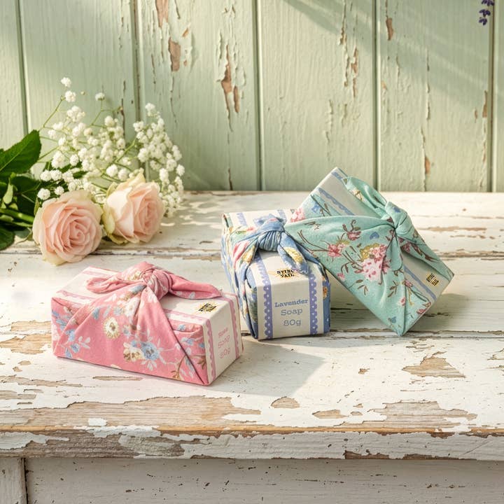 FABRIC WRAPPED 80G SOAPS - FLORAL for wholesale by Sting in the Tail Ltd
