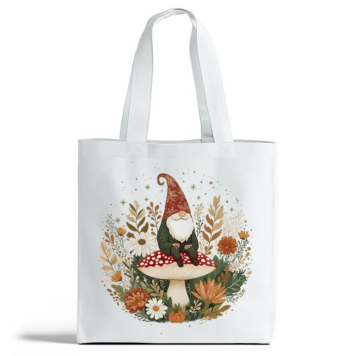 Autumn Woodland Gnome Tote Bag, Cozy Cottagecore Fall Gifts for wholesale by Loftipop