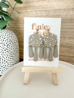Hexagon Dangles | Mocha Pebbles | Clay Earrings for wholesale by Finley River | Trendy Polymer Clay Earrings | Hypoallergenic