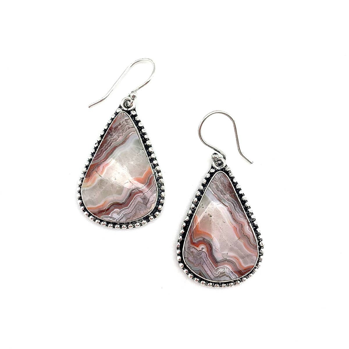 Anju Jewelry – wholesale Dangle earrings – Handcrafted Semiprecious Stone Earrings - Crazy Lace Agate1