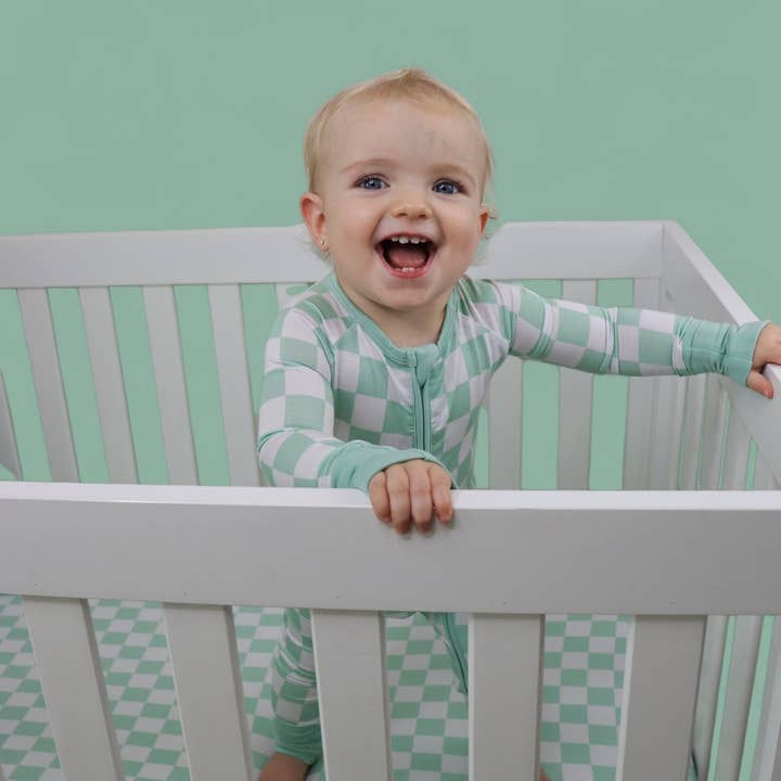 Dream Big Little Co. - Wholesale Cot/Crib Sheets - MINT CHECKERS DREAM CRIB SHEET6