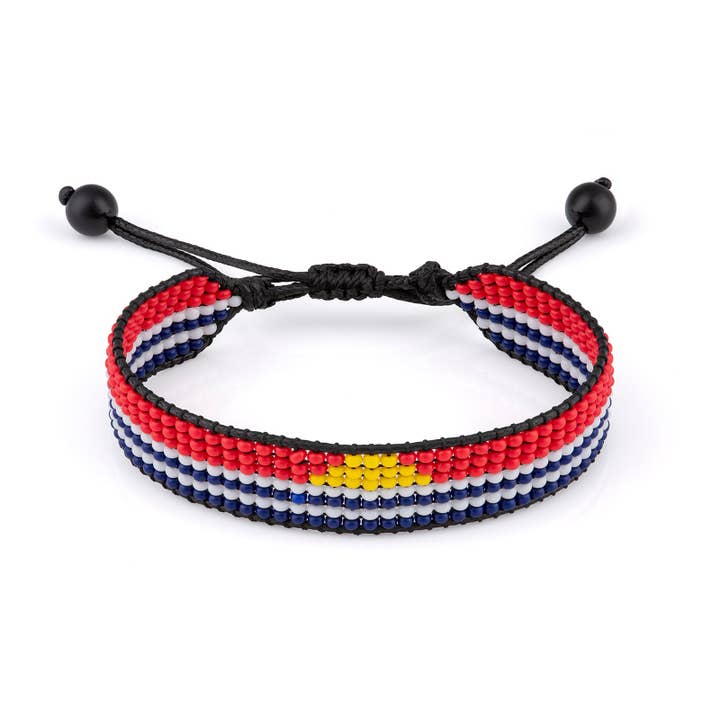 Kiribati Flag Bracelet: Handmade Adjustable Beaded Wristband for wholesale by Fahari Luxury