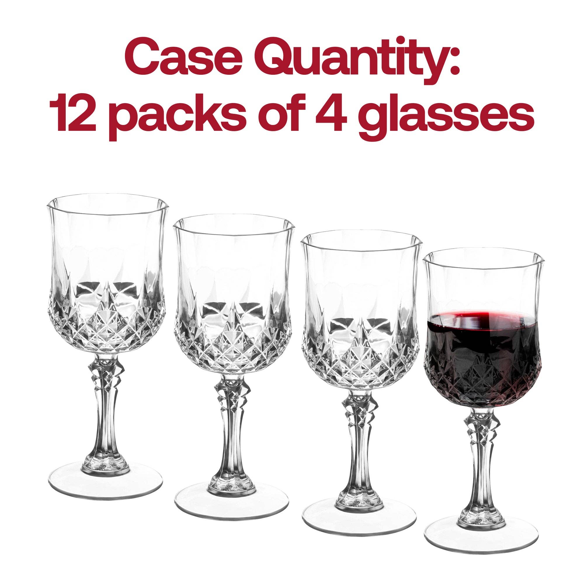 Smarty had a Party – wholesale Wine glass – 8 oz. Crystal Cut Plastic Wine Glasses - 48 pcs4