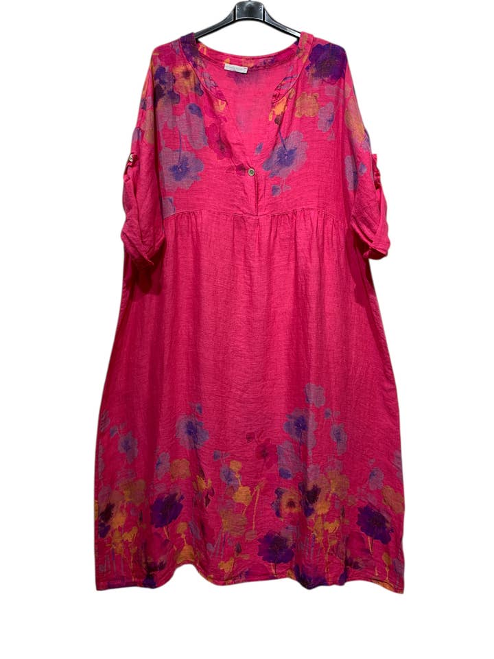 LINEN & COTTON HOUSE - Wholesale Dress - Women's - LINEN DRESS 1071 FLORAL PATTERN