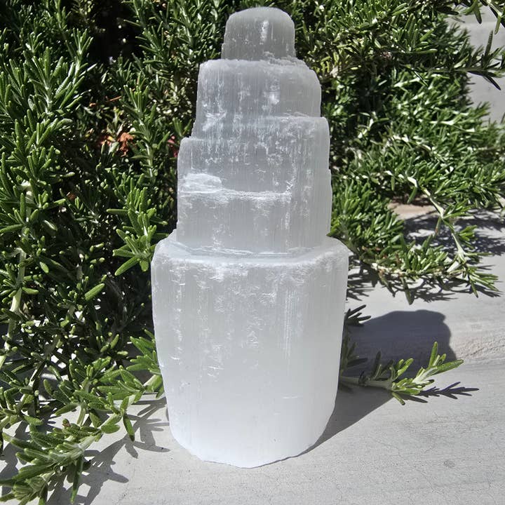 10pc 10cm Satin Spar Selenite Castle Towers ~ Crystals for wholesale by Aquamarine Daydream Wholesale