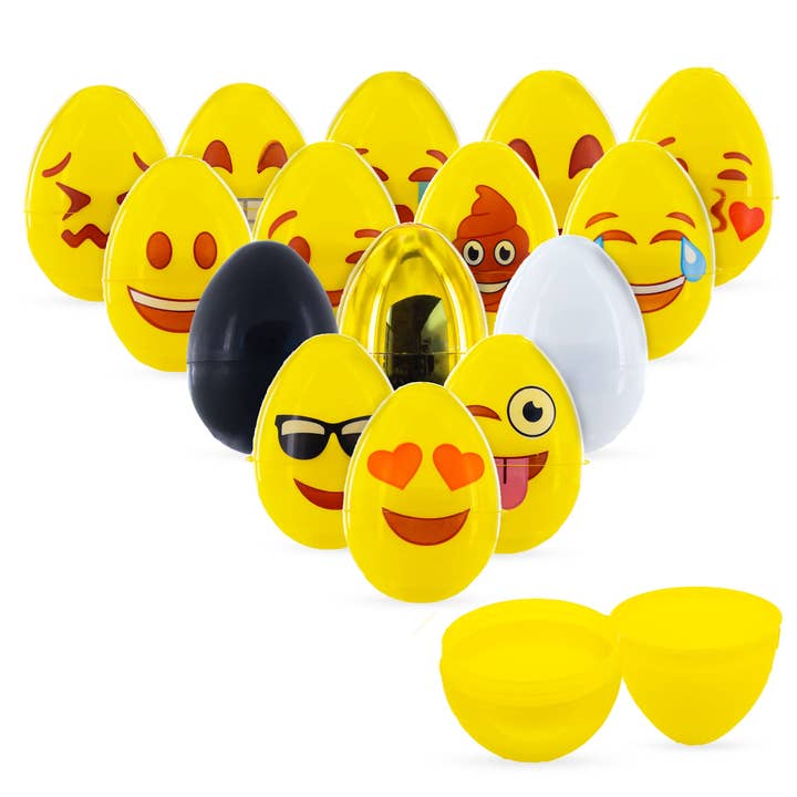 BestPysanky - Wholesale Decorative tabletop object - Express Yourself: Set of 24 Facial Expressions Eggs + 1 Gold, 1 Black, 1 White & 1 Yellow Plastic Easter Eggs1