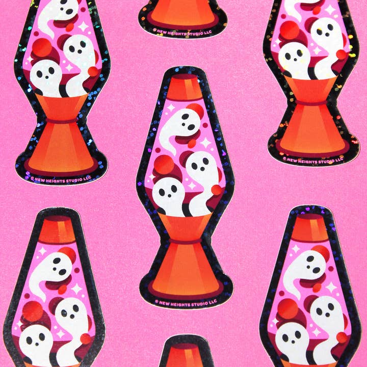 New Heights Studio - Wholesale Sticker - "Groovy Ghost" Halloween Lava Lamp Glitter Vinyl Sticker3