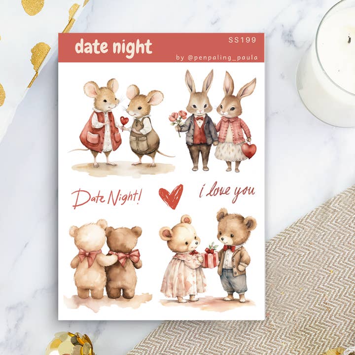 Date Night - Sticker Sheet for wholesale by Penpaling Paula